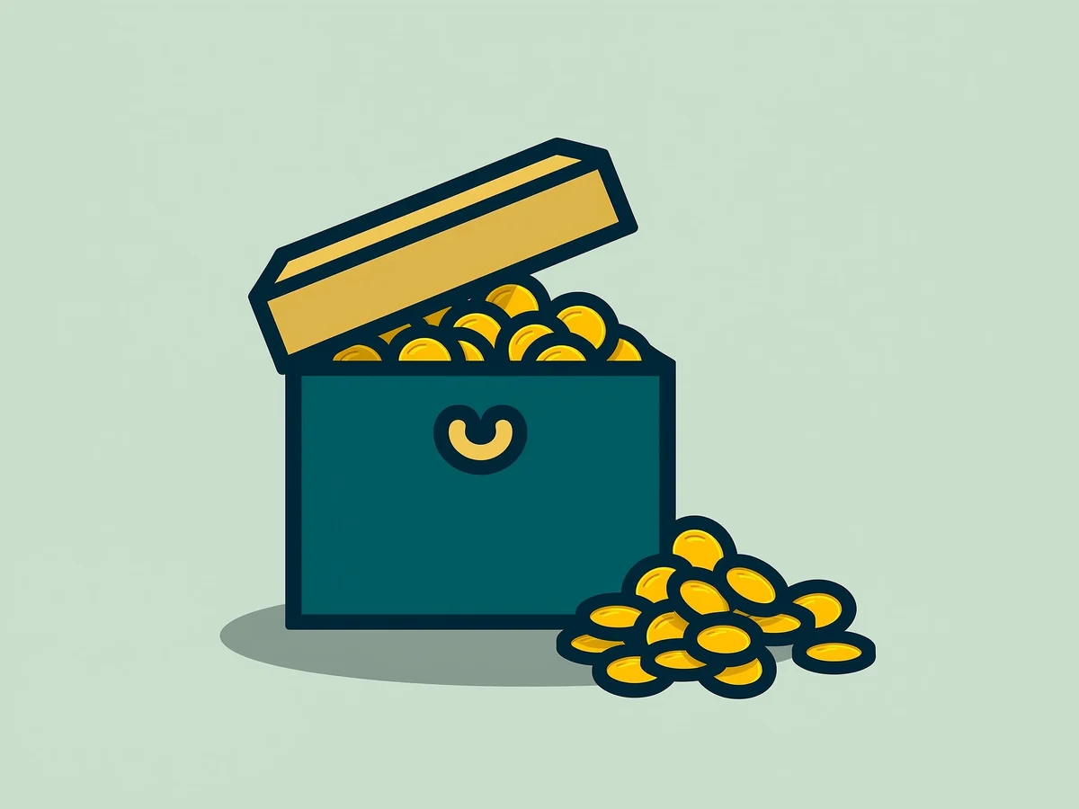 ギフトボックスと金貨のイラスト